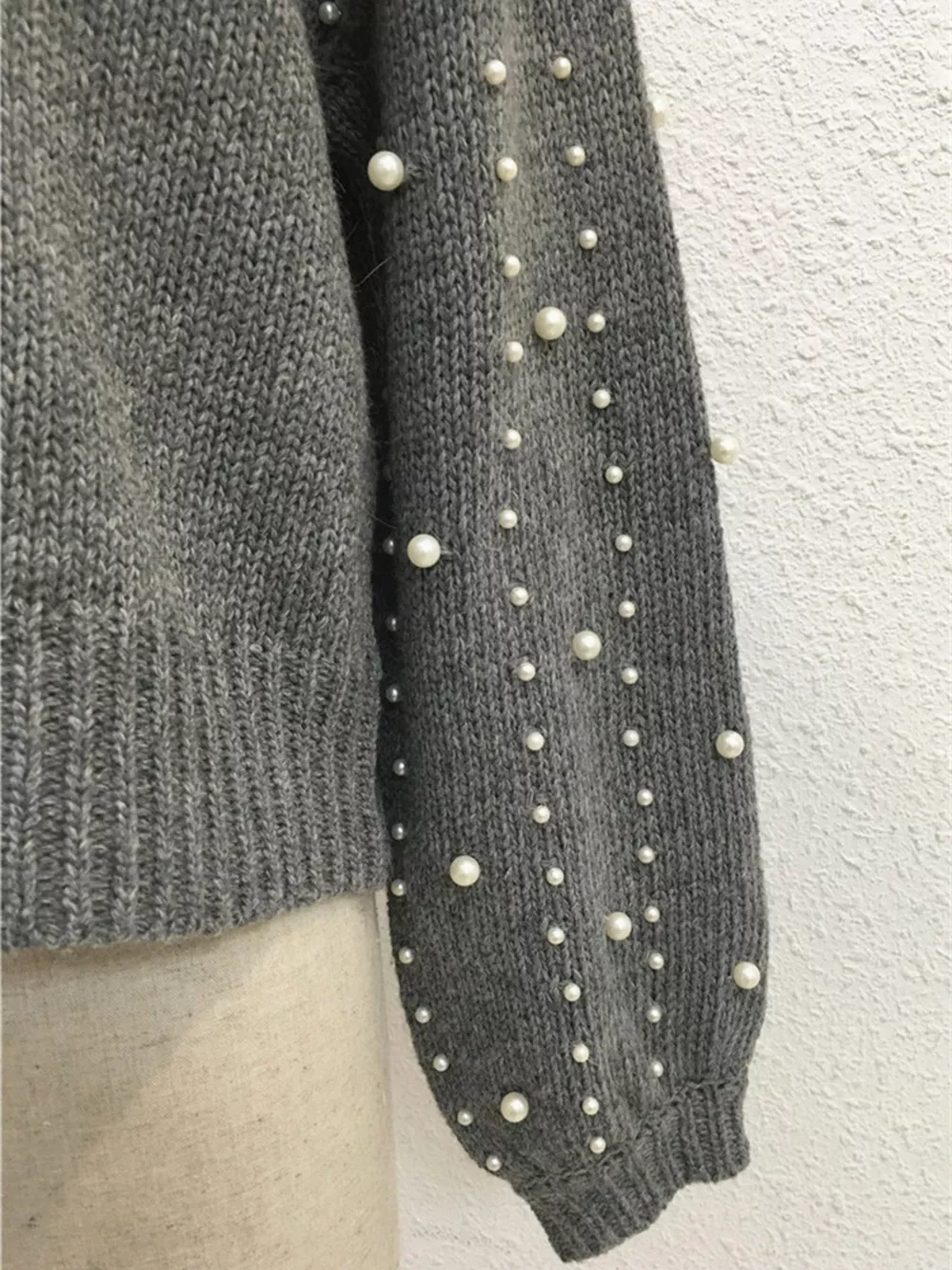 Pearl-Embellished Mock Neck Sweater, image 17
