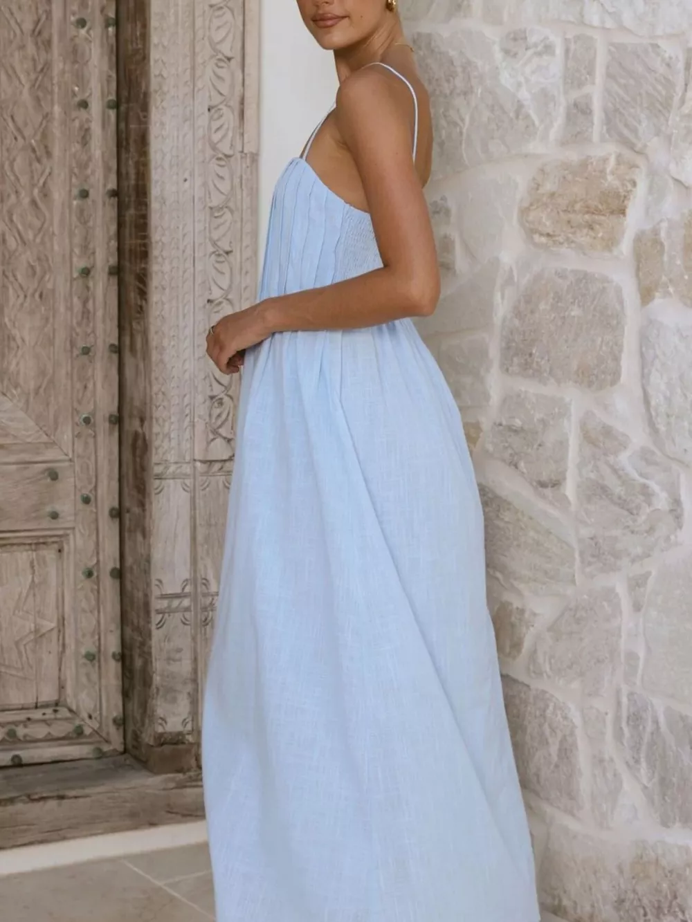 Pleated Bodice Midi Cami Dress, image 16