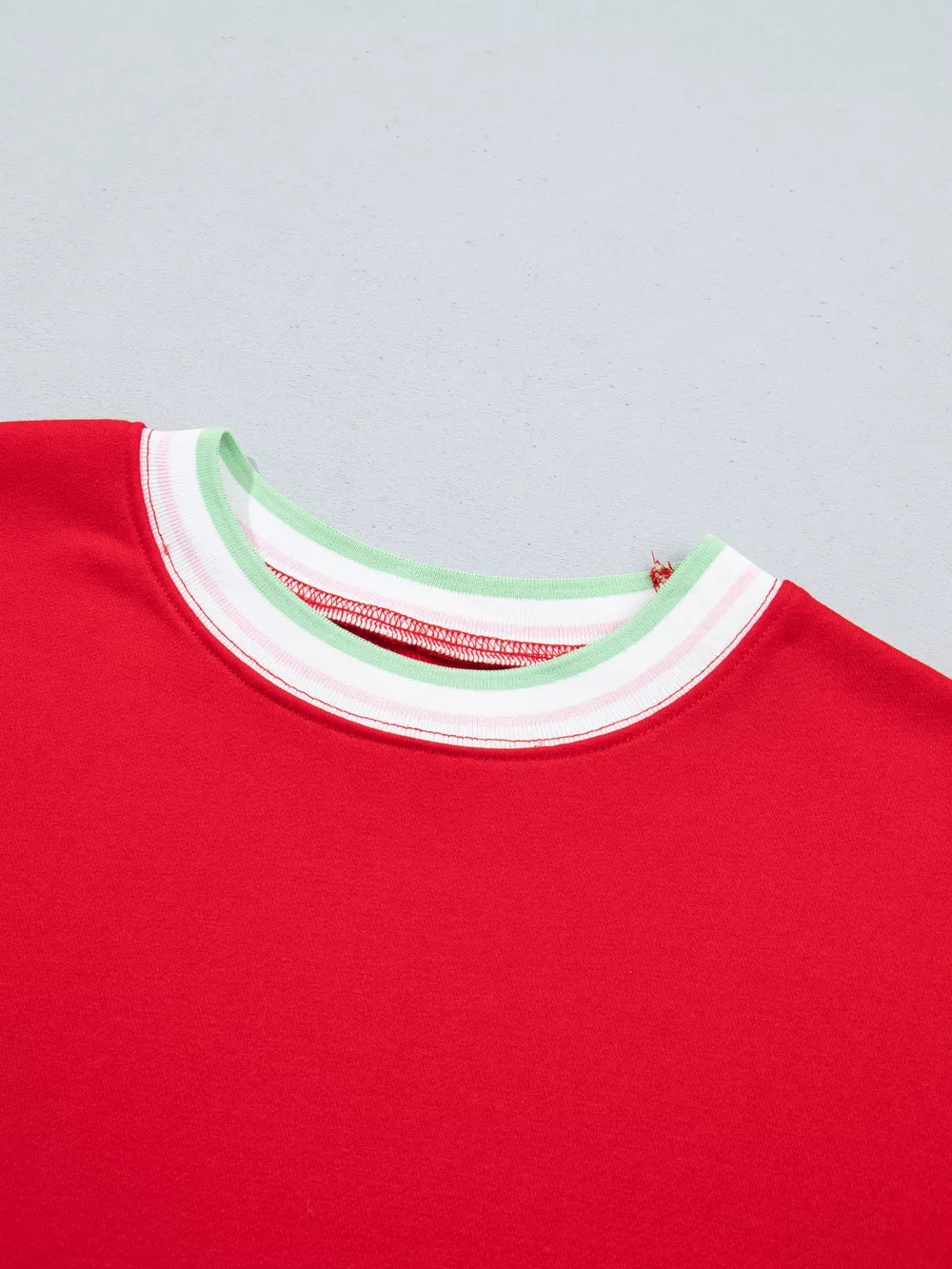 Contrast Striped Trim Baggy Pullover Sweatshirt, image 18