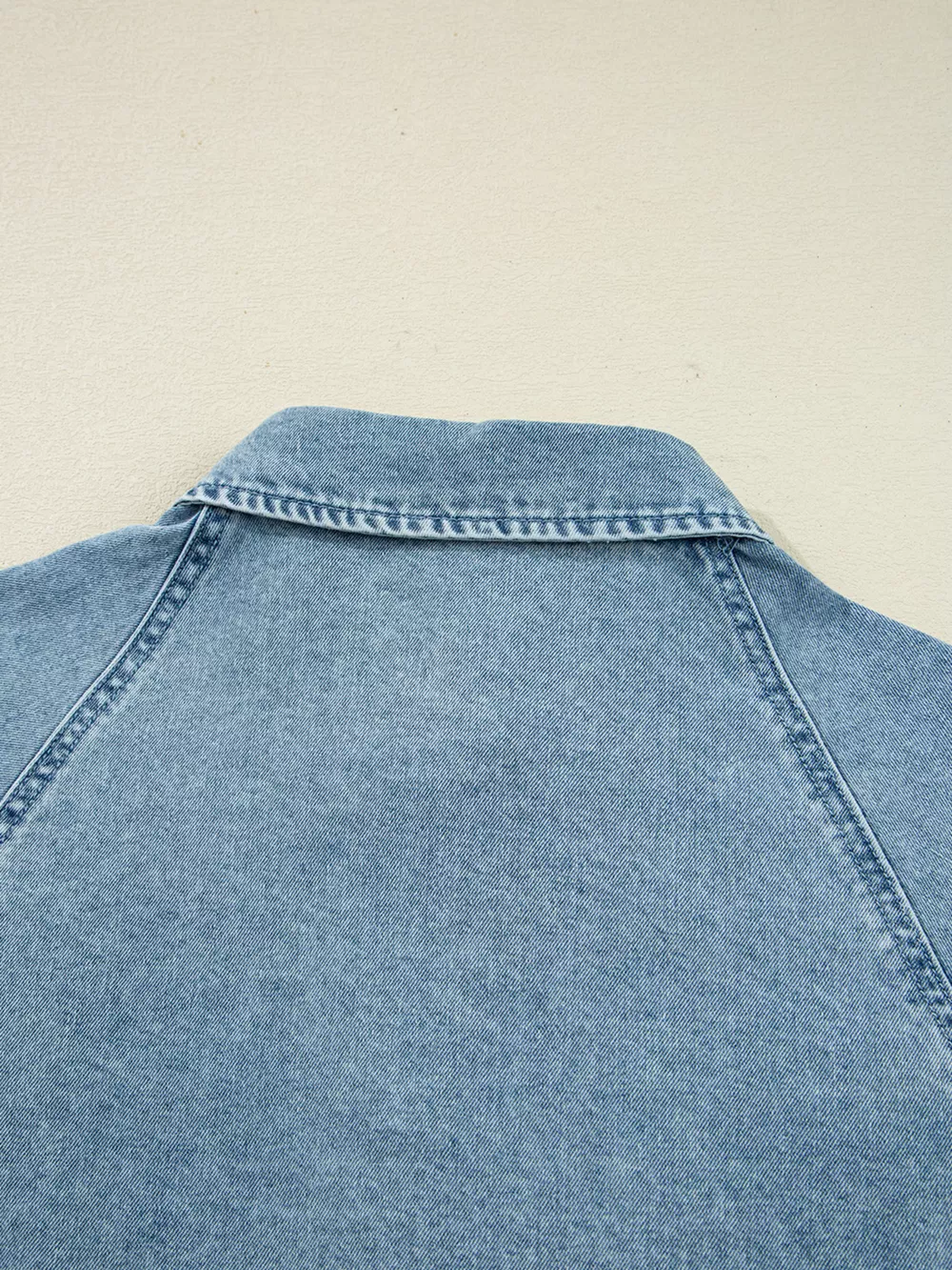 Smocked Cuffs Flared Denim Shirt Mini Dress, image 14