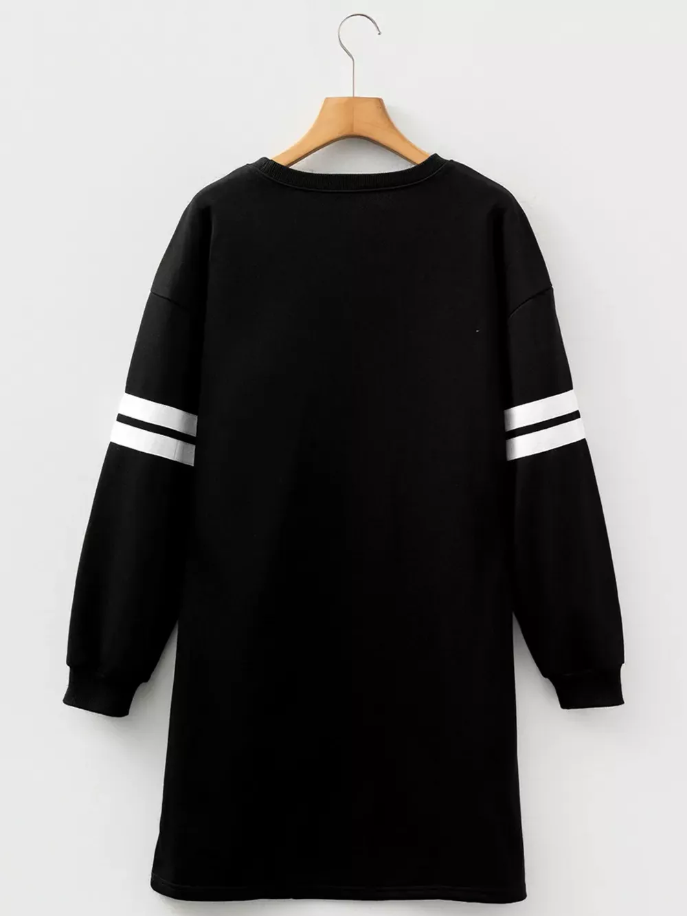 Christmas Sequin Nutcracker-man Graphic Varsity Striped Sleeve Sweatshirt Dress, image 3