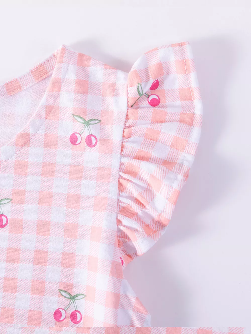 Children's Cherry Gingham Ruffle Sleeve Dress, image 5
