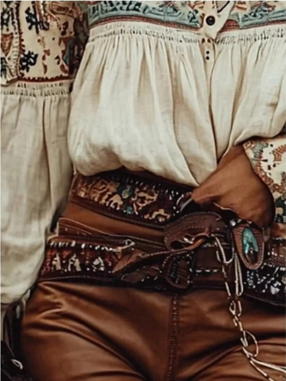 Off-Shoulder Printed Long Sleeve Blouse, image 4