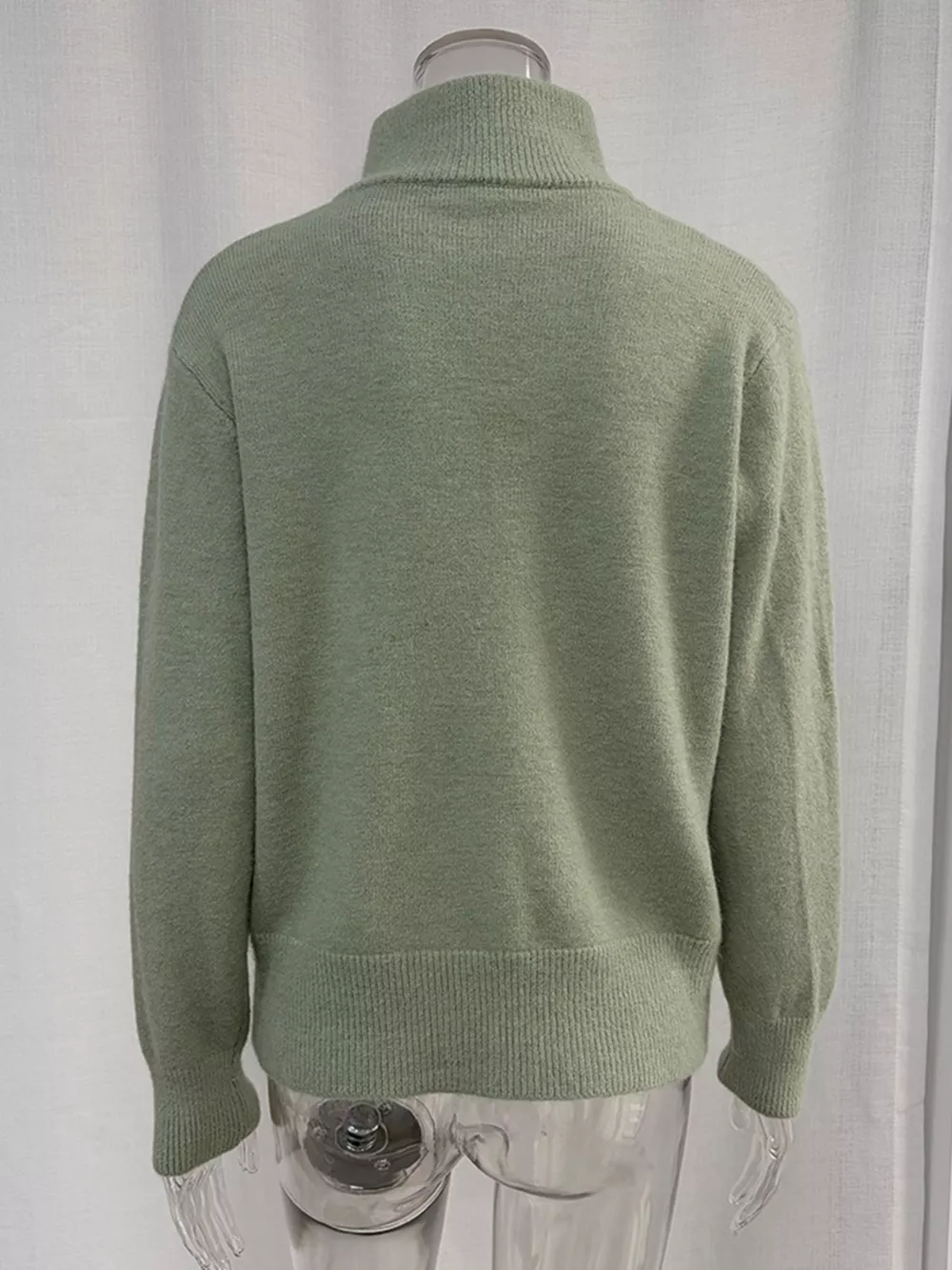 Zip-Up Mock Neck Cardigan and Matching Midi Skirt Sweater Set, image 17