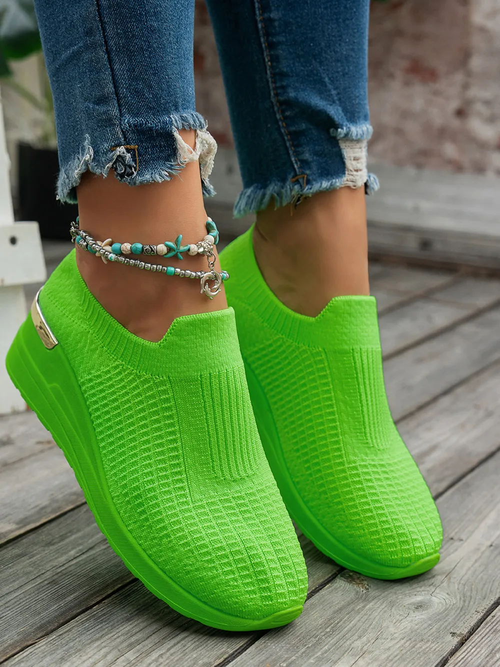 Round Toe Wedge Sneakers, image 3