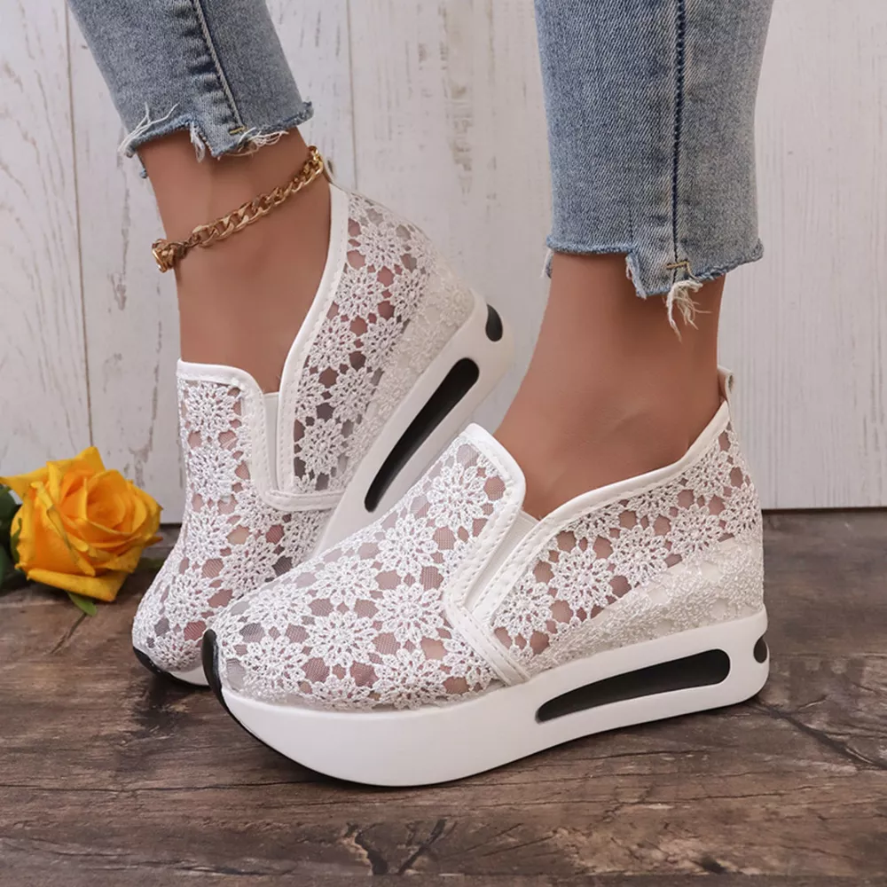 Floral Lace Breathable Slip-Ons, image 8