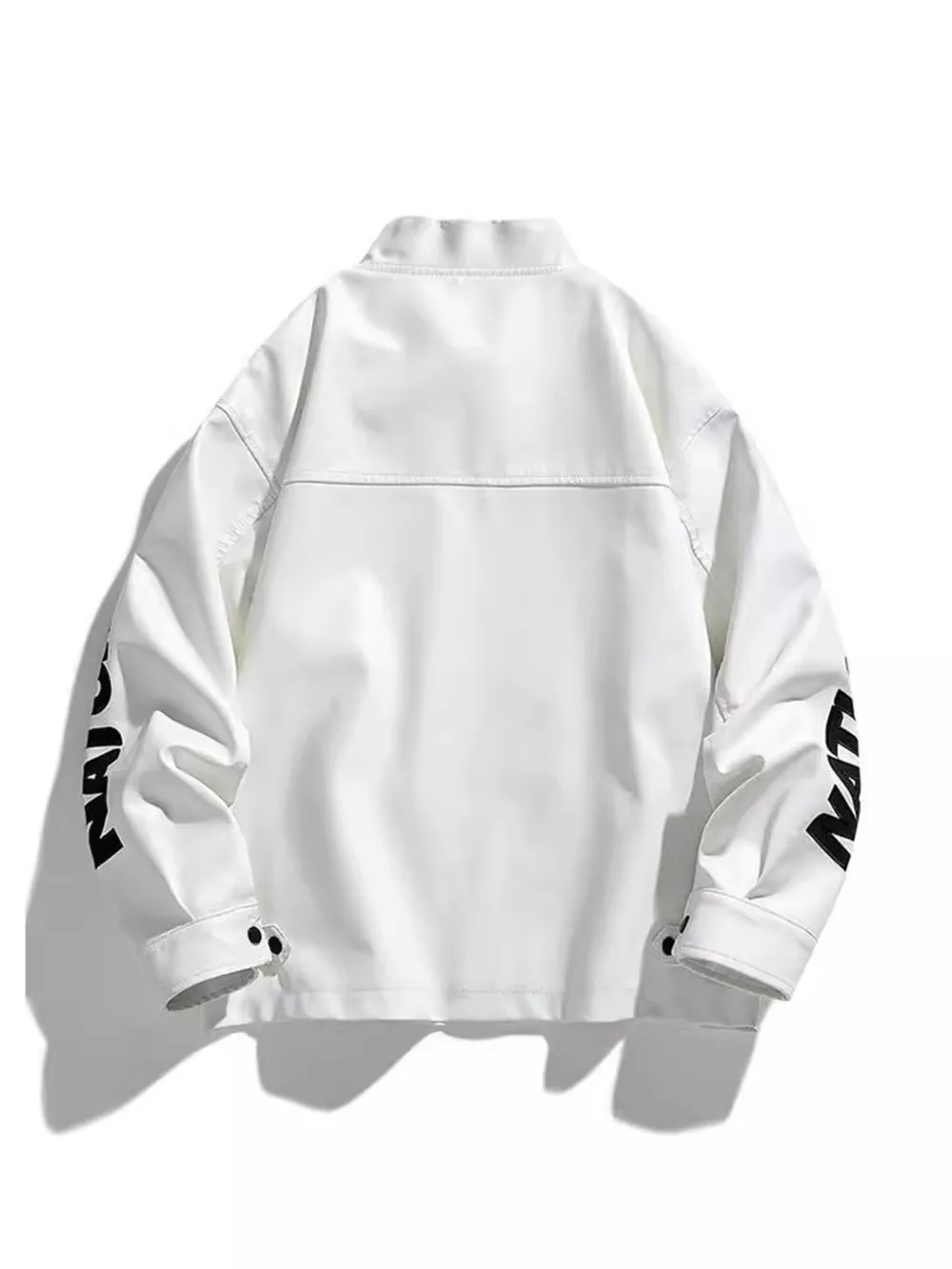 Men's Plus Size Zip Up Motor Racing Leather Jacket, image 4