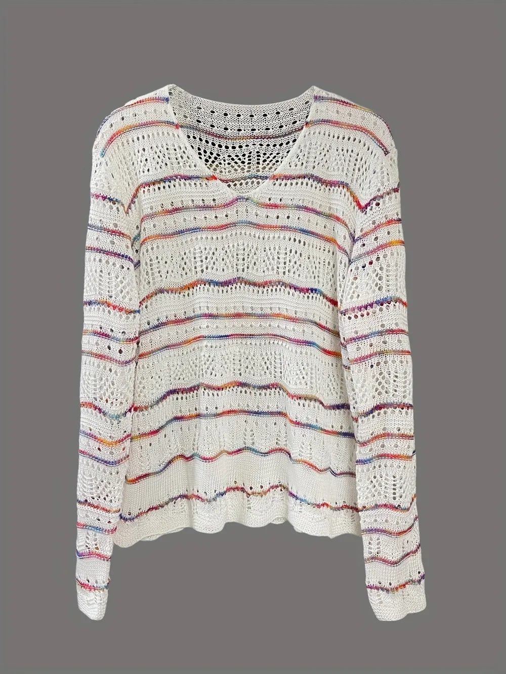 Openwork Long Sleeve Knit Top, image 5