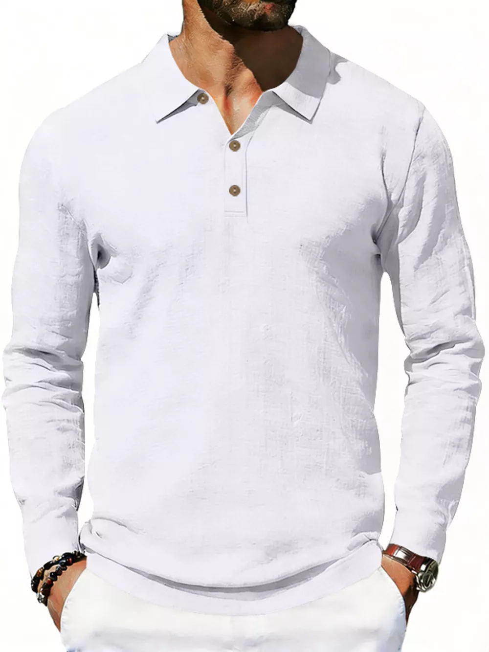 Men's Full Size Classic Long Sleeve Polo Plus Size, image 6
