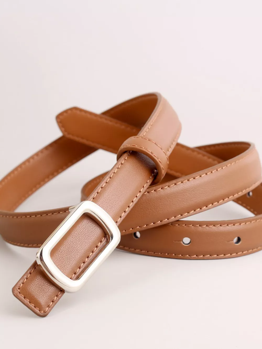 Leather Skinny Belt with Buckle, image 5