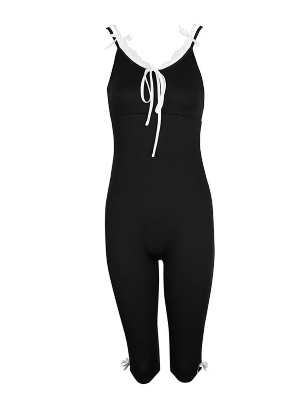 Lace Trim Tie-Front Capri Jumpsuit, image 7
