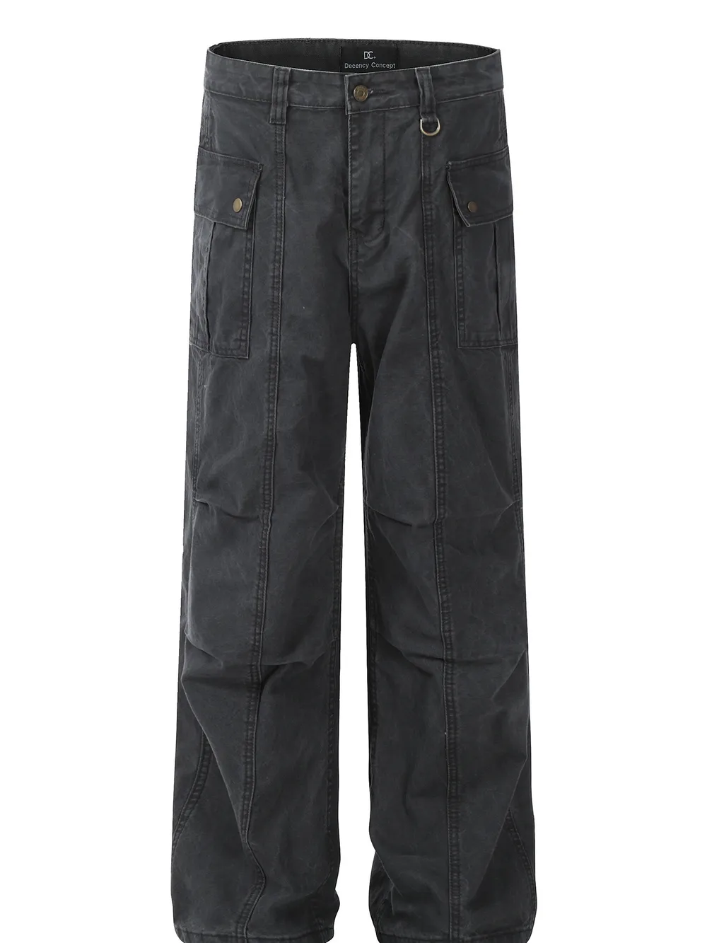 Men's Straight Cargo Jeans with Ruched Detail, image 4