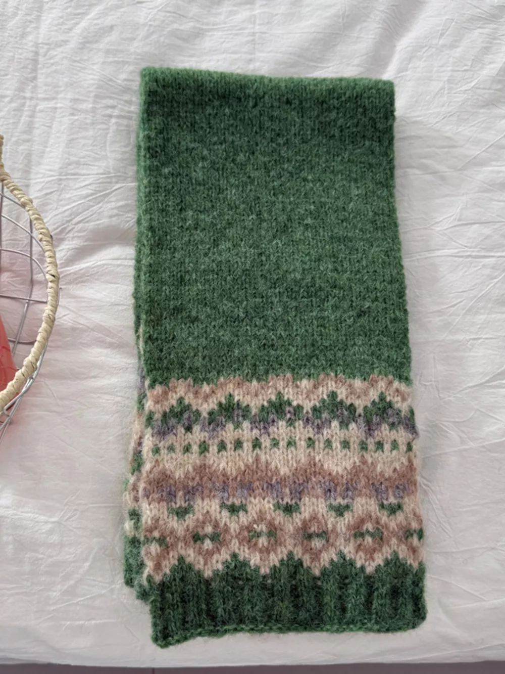 Nordic Pattern Knitted Winter Scarf, image 5