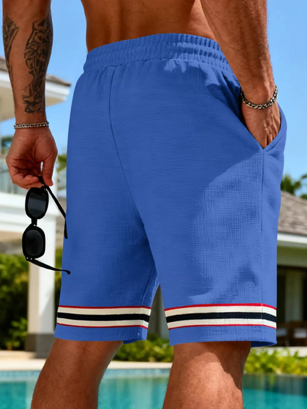 Men's Full Size Textured Knit Drawstring Shorts Plus Size, image 4