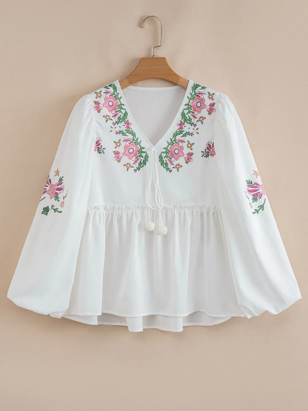 Flower V Neck Babydoll Blouse, image 7