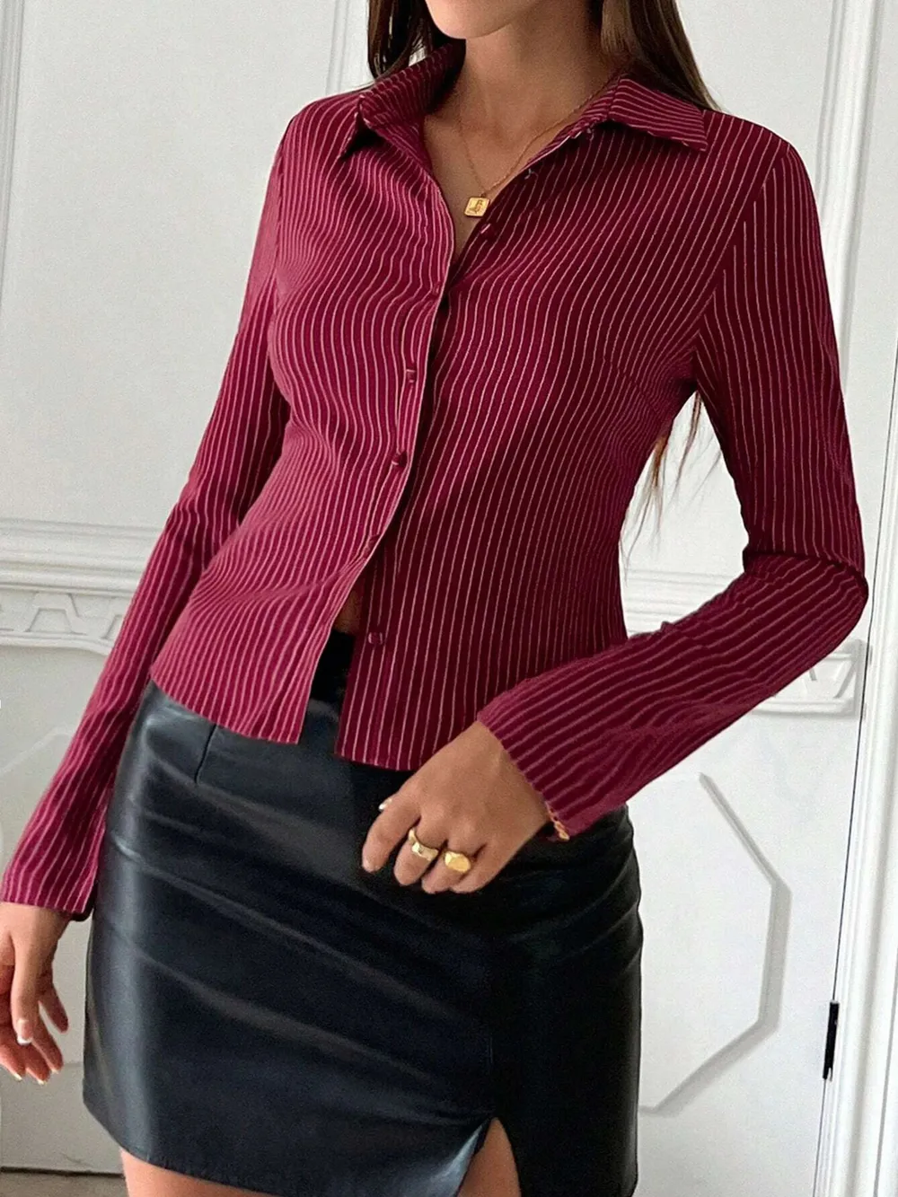 Striped Button Up Long Sleeve Shirt, image 21