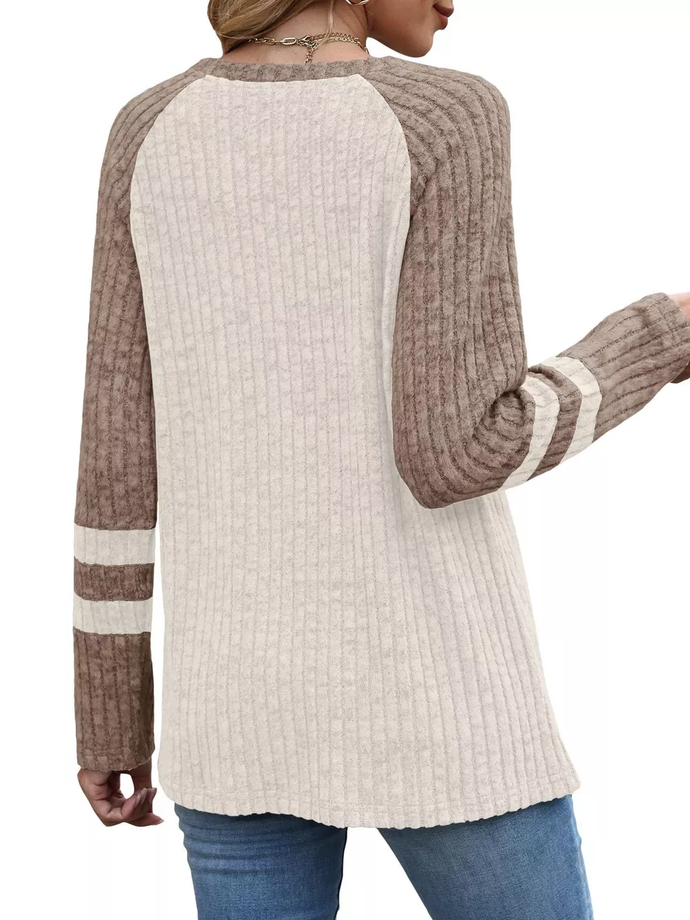 Ribbed Round Neck Raglan Sleeve Top, image 18