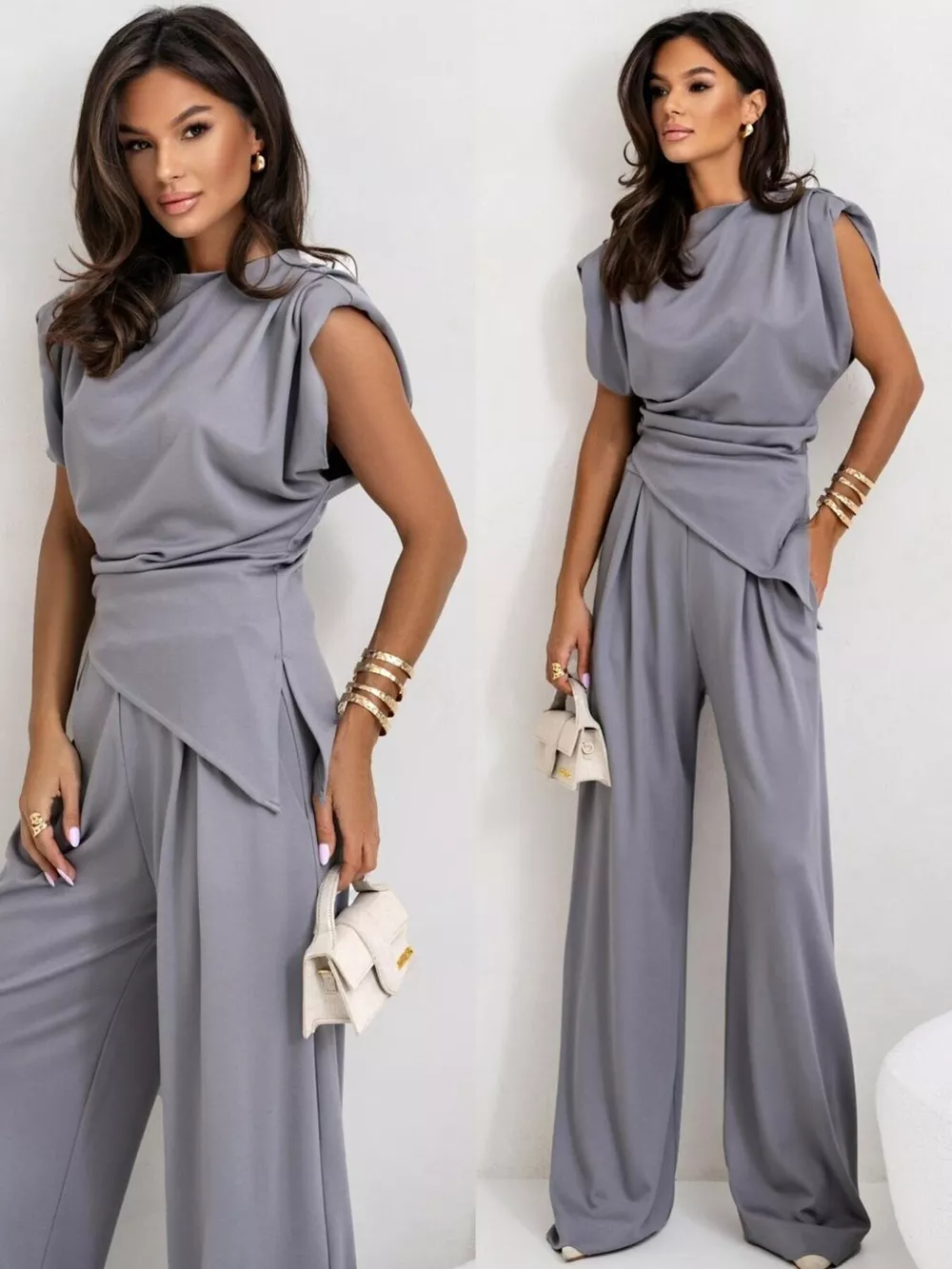 Satin Cowl Neck Top and Pants Set, image 18