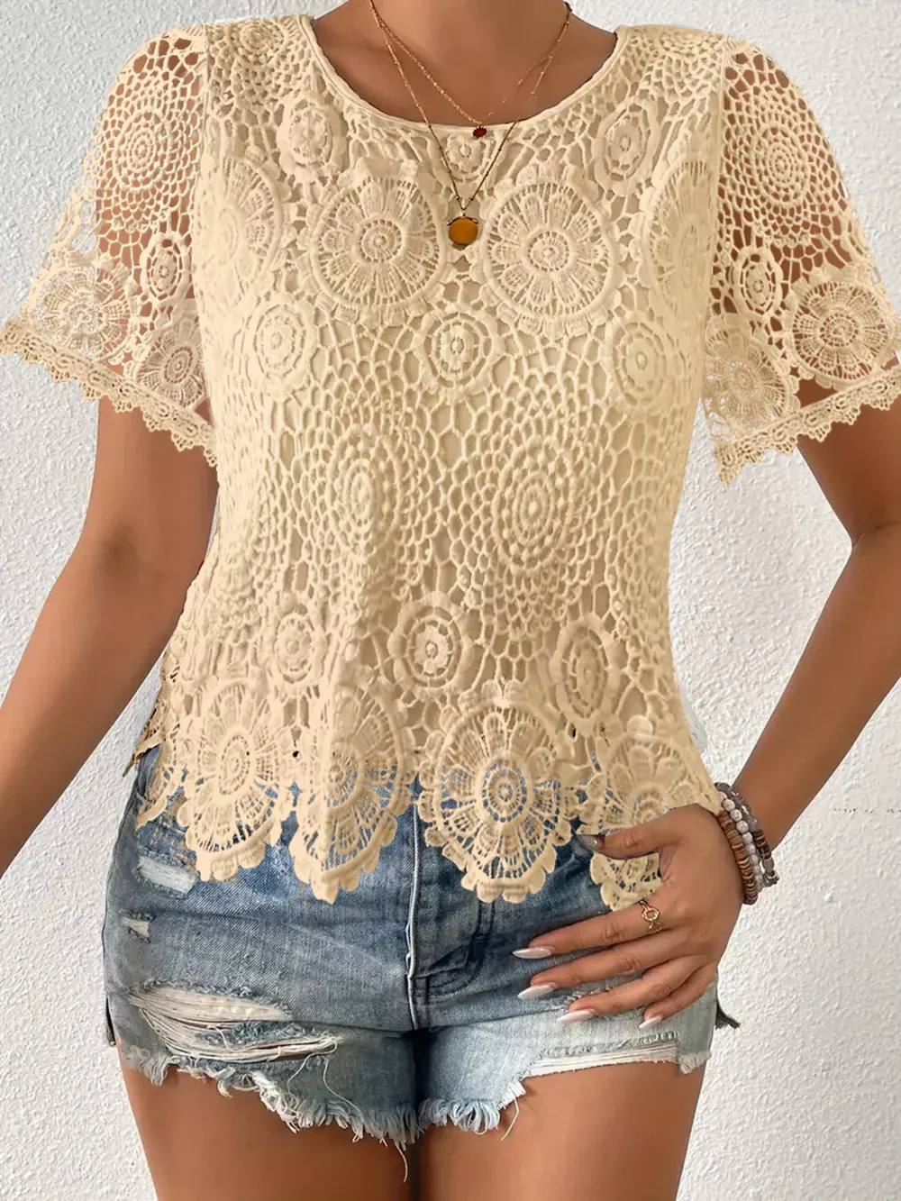 Lace Short Sleeve Blouse, image 19