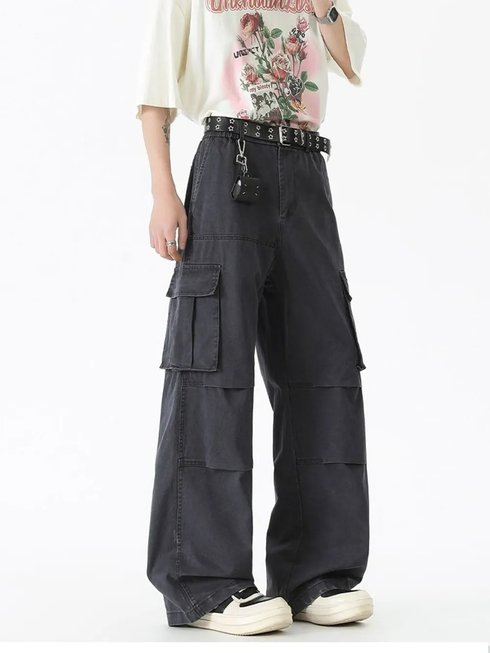 Men's Wide Leg Cargo Pants, image 2