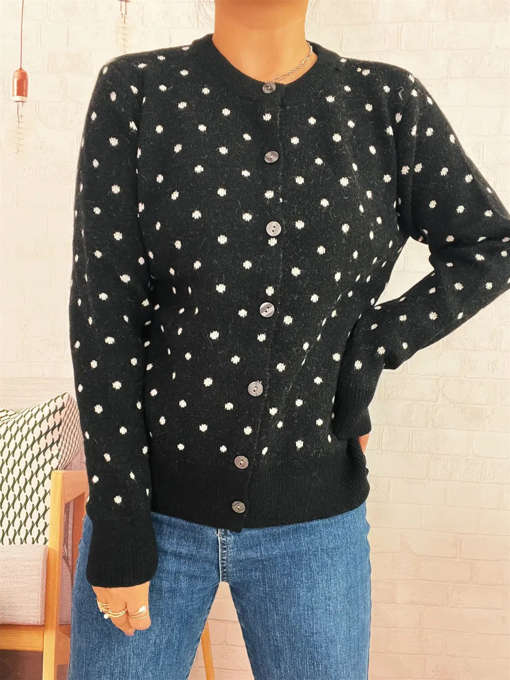Polka Dot Button-Up Cardigan, image 10