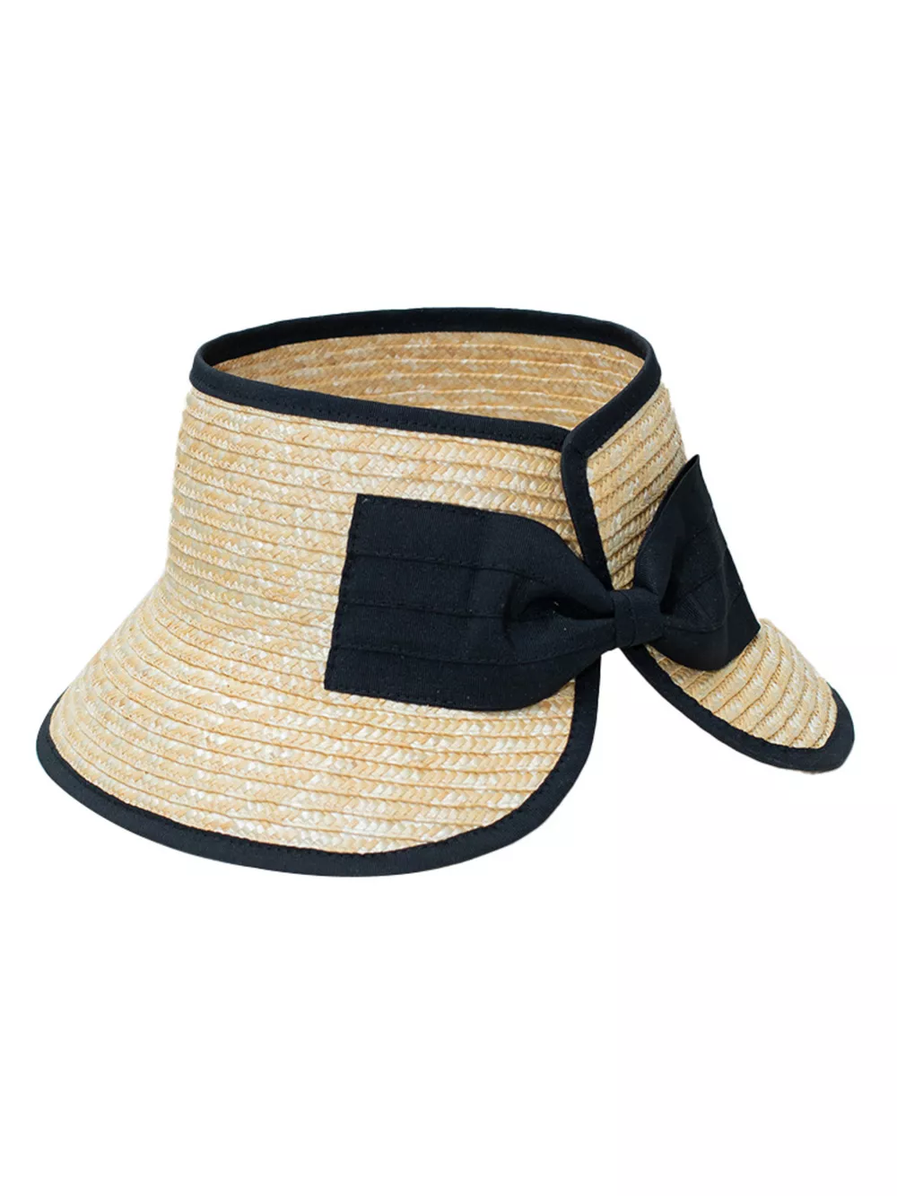 Straw Sun Visor Hat with Bow, image 4