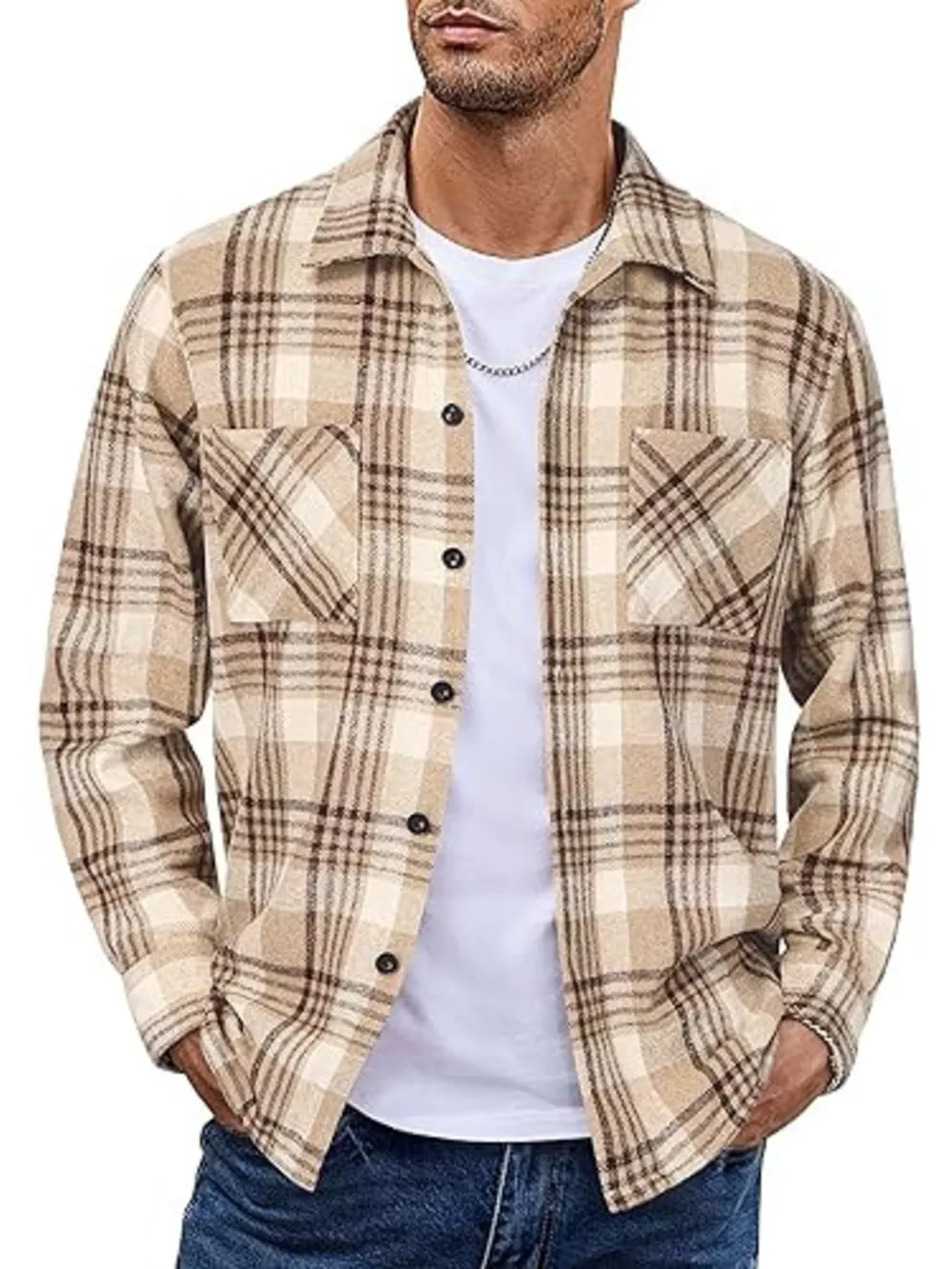 Men's Full Size Casual Plaid Button Up Shirt Plus Size, image 13