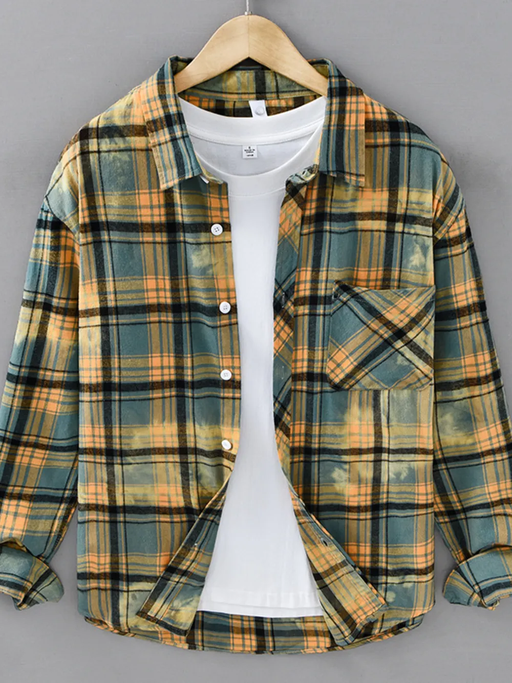 Men's Plus Size Plaid Casual Long Sleeve Shirt, image 3