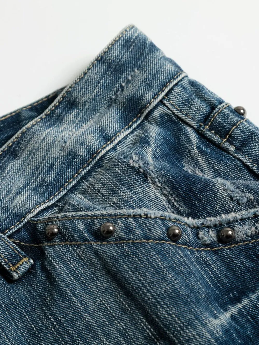 Men's Vintage Wide Leg Pearl Detail Jeans, image 5