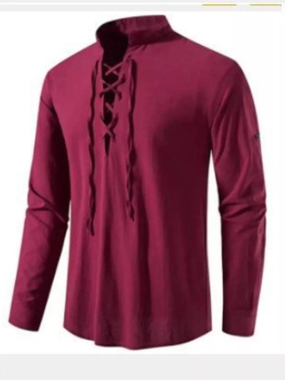 Men's Full Size Casual Lace-Up Long Sleeve Shirt Plus Size, image 14