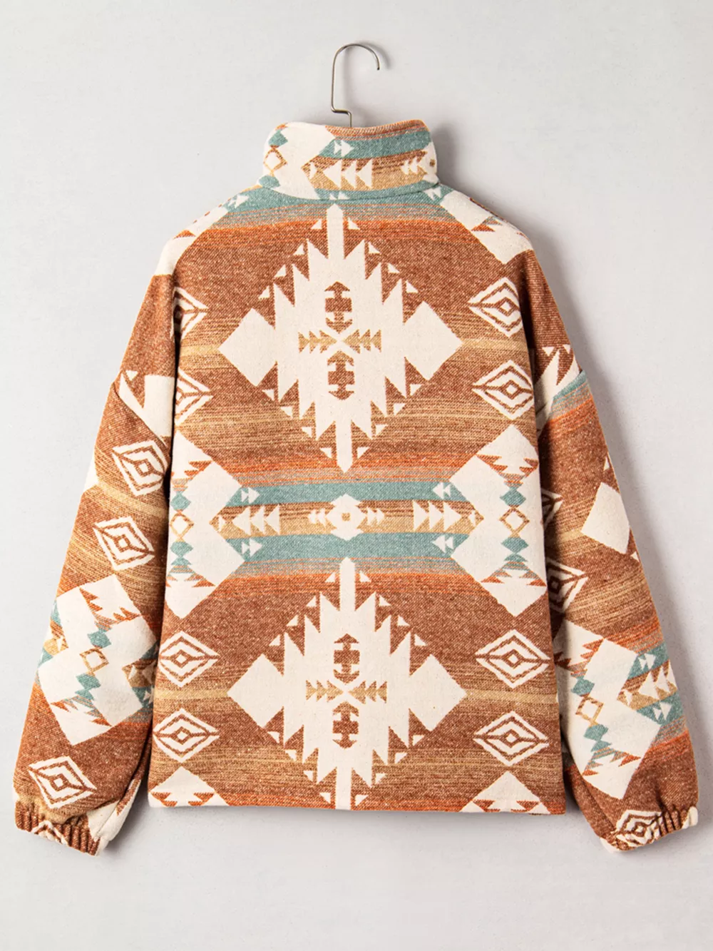 Quarter Zip Elastic Cuffs Aztec Sweatshirt, image 8