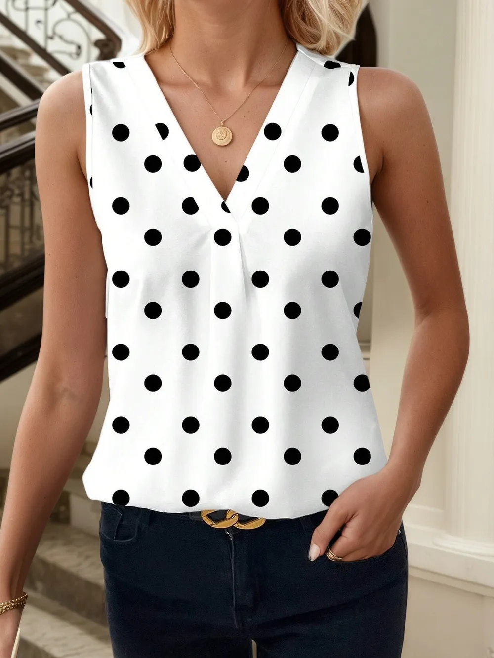 Printed V-Neck Tank, image 16