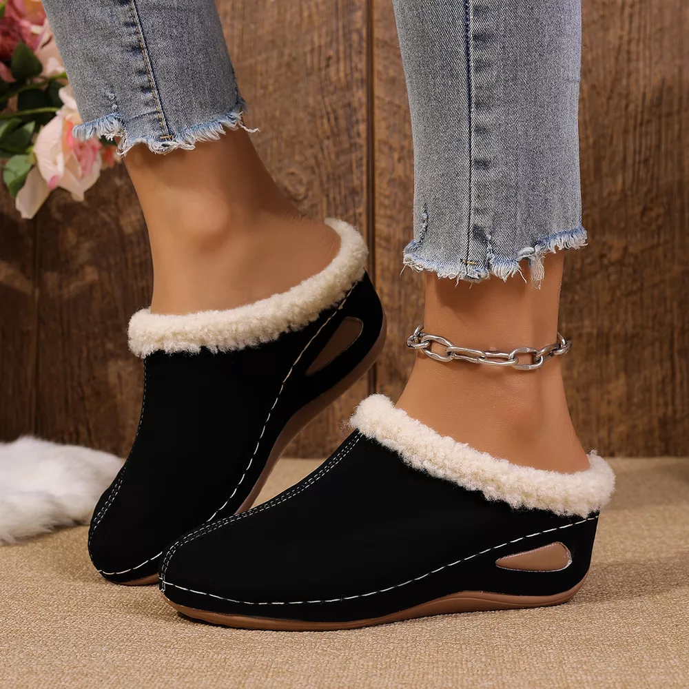 Cozy Plush Lined Wedge Slippers, image 2