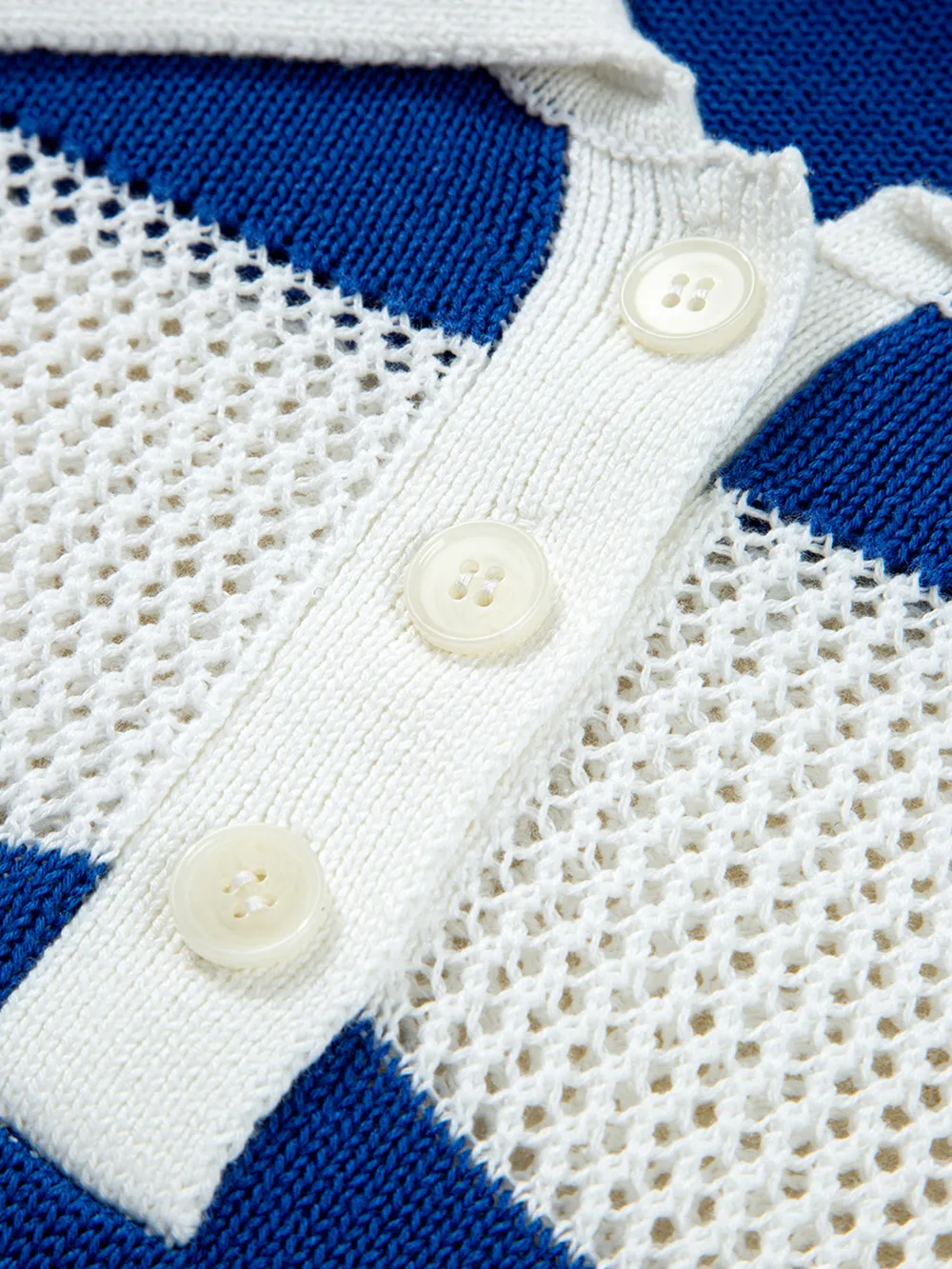 Stripe Colorblock Polo Collar Crochet Knitted Cover Up, image 10