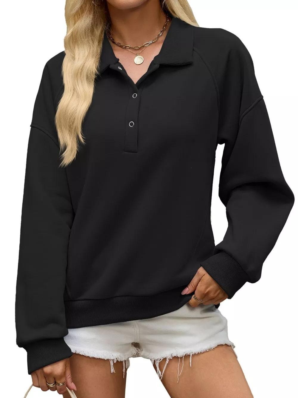 Button Detail Dropped Shoulder Sweatshirt, image 20