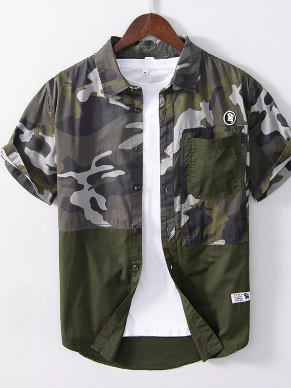Men's Plus Size Casual Camouflage Short Sleeve Shirt