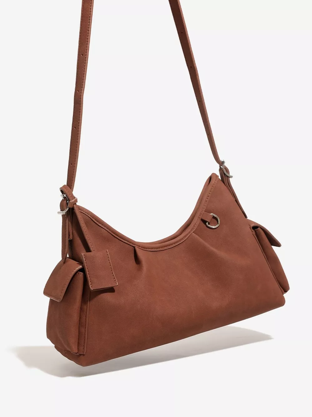 Suede Ruched Shoulder Bag, image 2