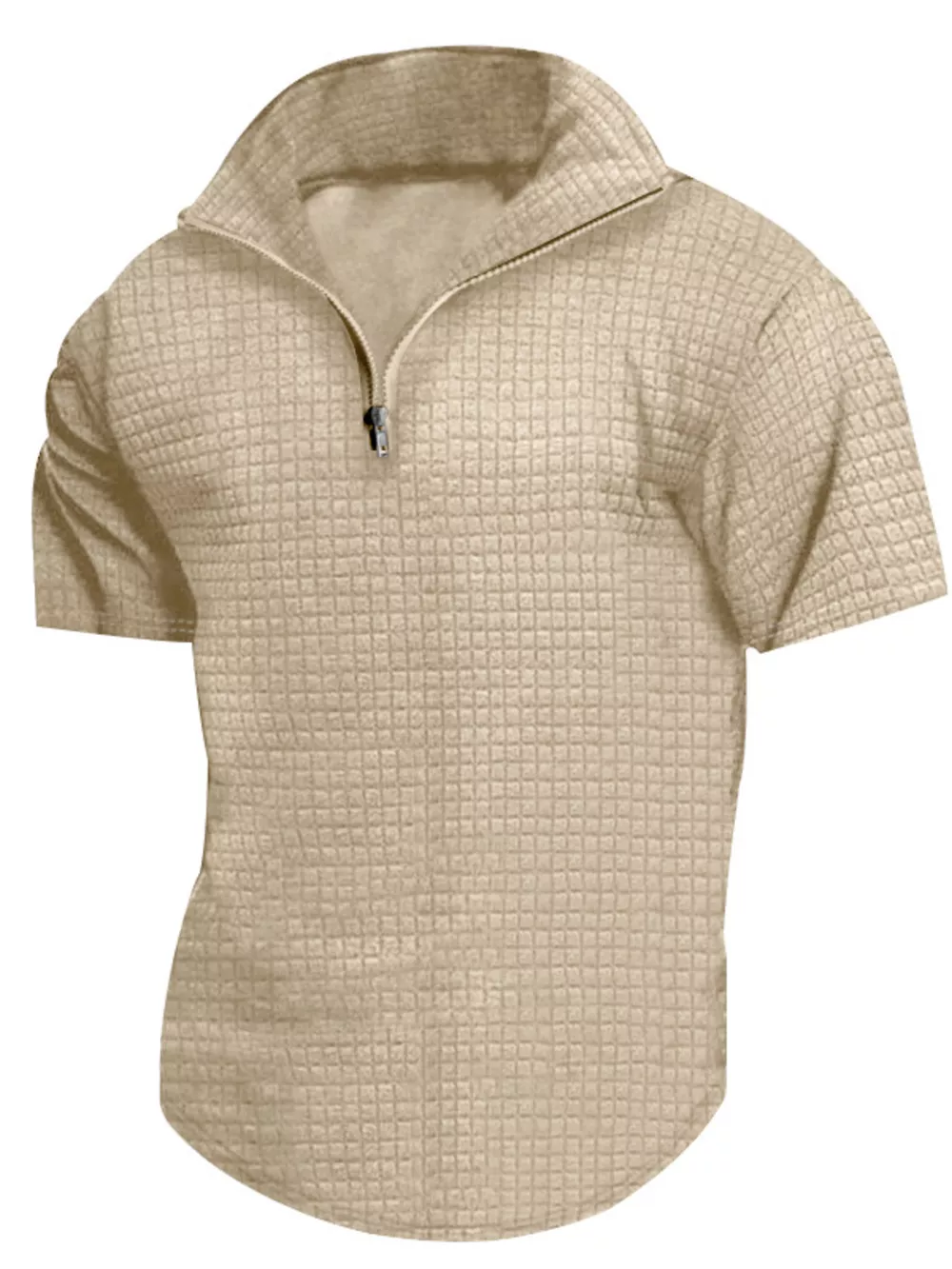 Men's Full Size Textured Short Sleeve Zipper Polo Plus Size, image 13