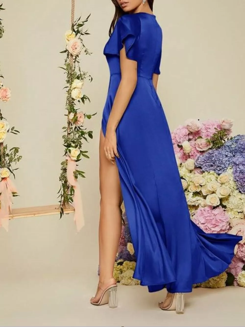 Flutter Sleeve Slit Maxi Dress, image 11