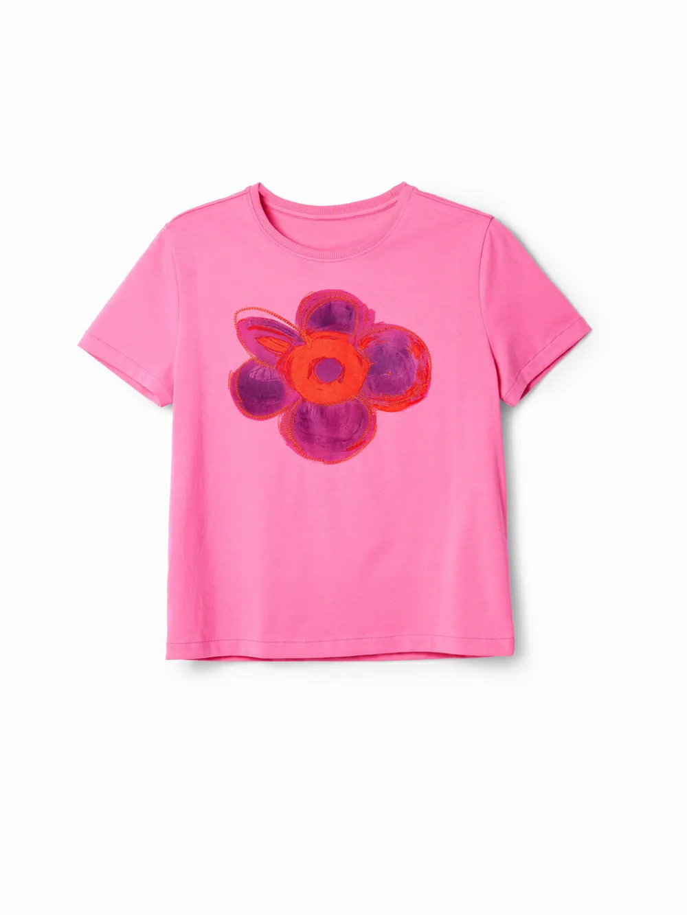 Flower Graphic Round Neck T-Shirt, image 10