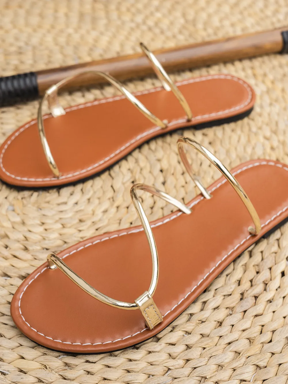 Strappy Leather Flat Sandals, image 5