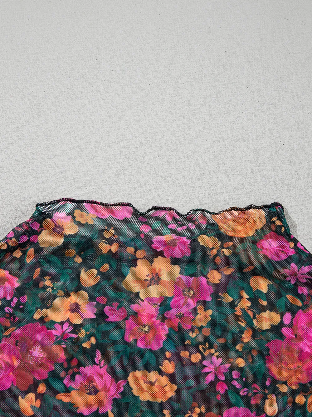 Floral Print Mock Neck Short Sleeve Top, image 5