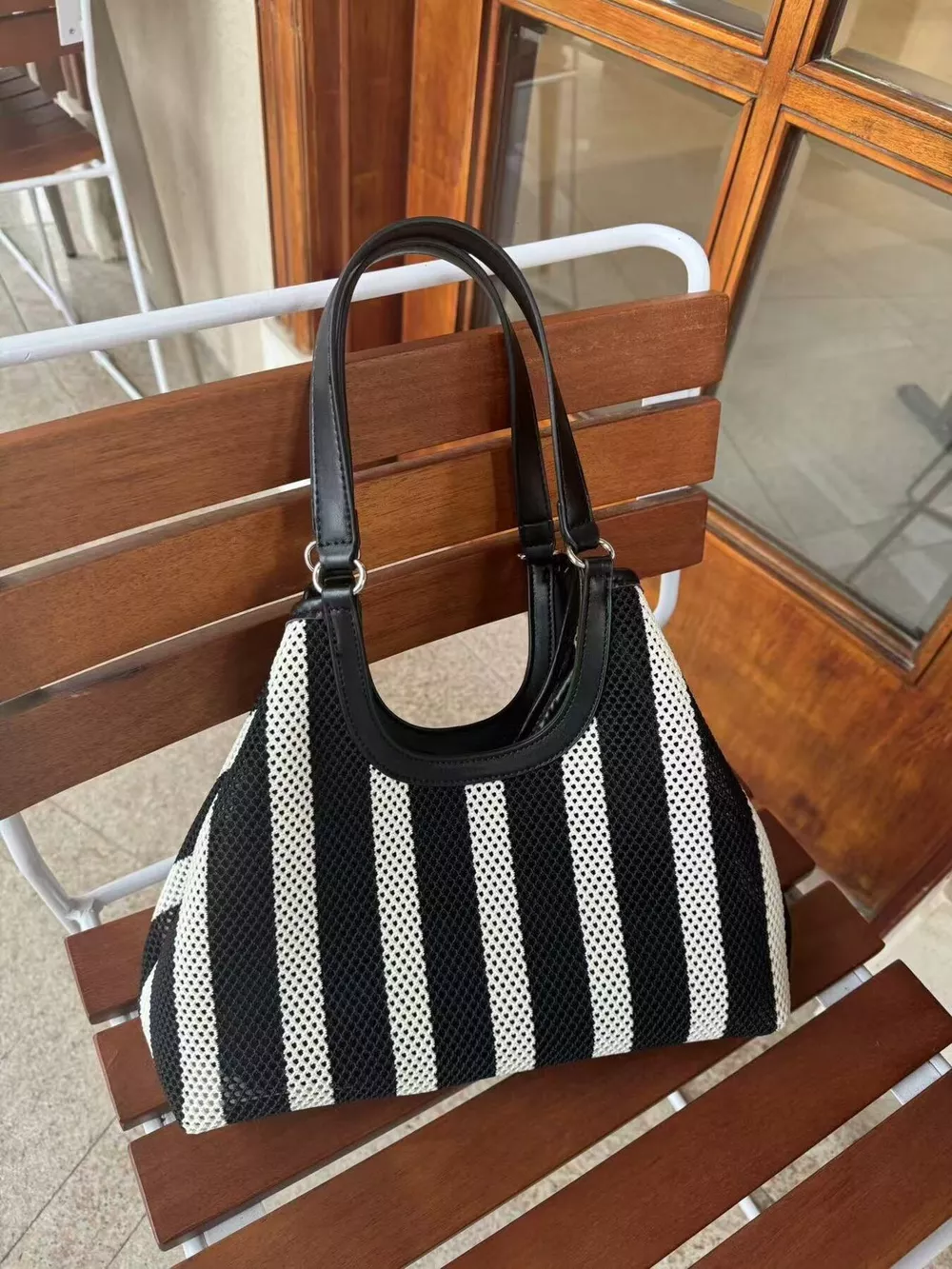 Contrast Striped Tote Bag, image 5