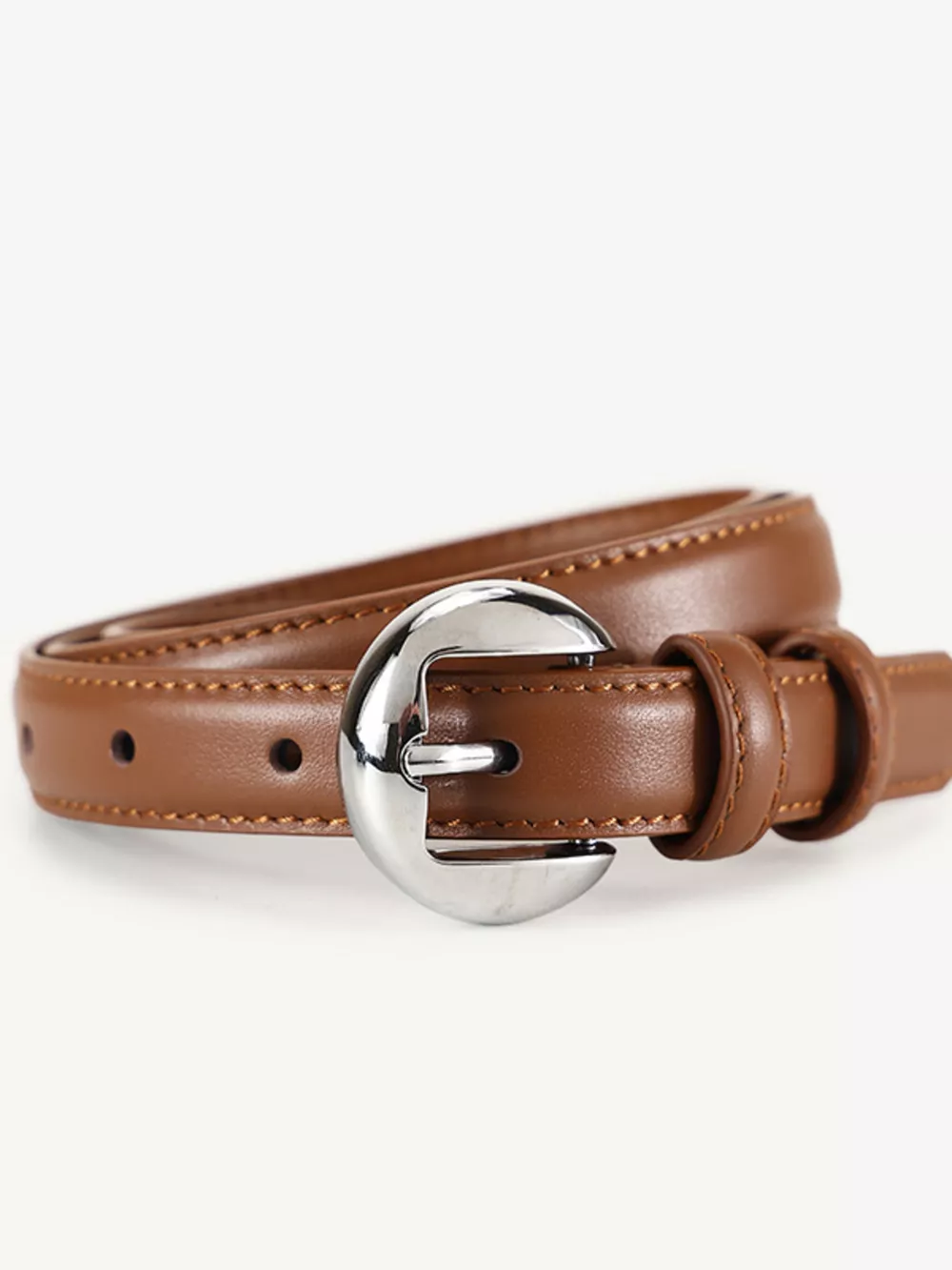 Round Buckle Leather Belt, image 4