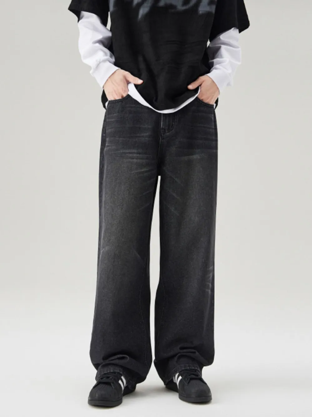 Men's Full Size Wide Leg Washed Baggy Jeans Plus Size, image 6