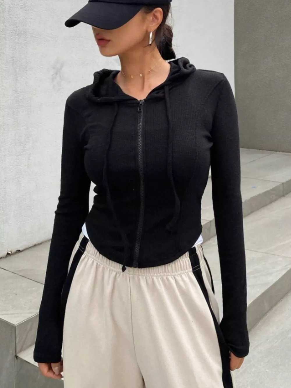 Ribbed Knit Cropped Zip-Up Outerwear, image 16