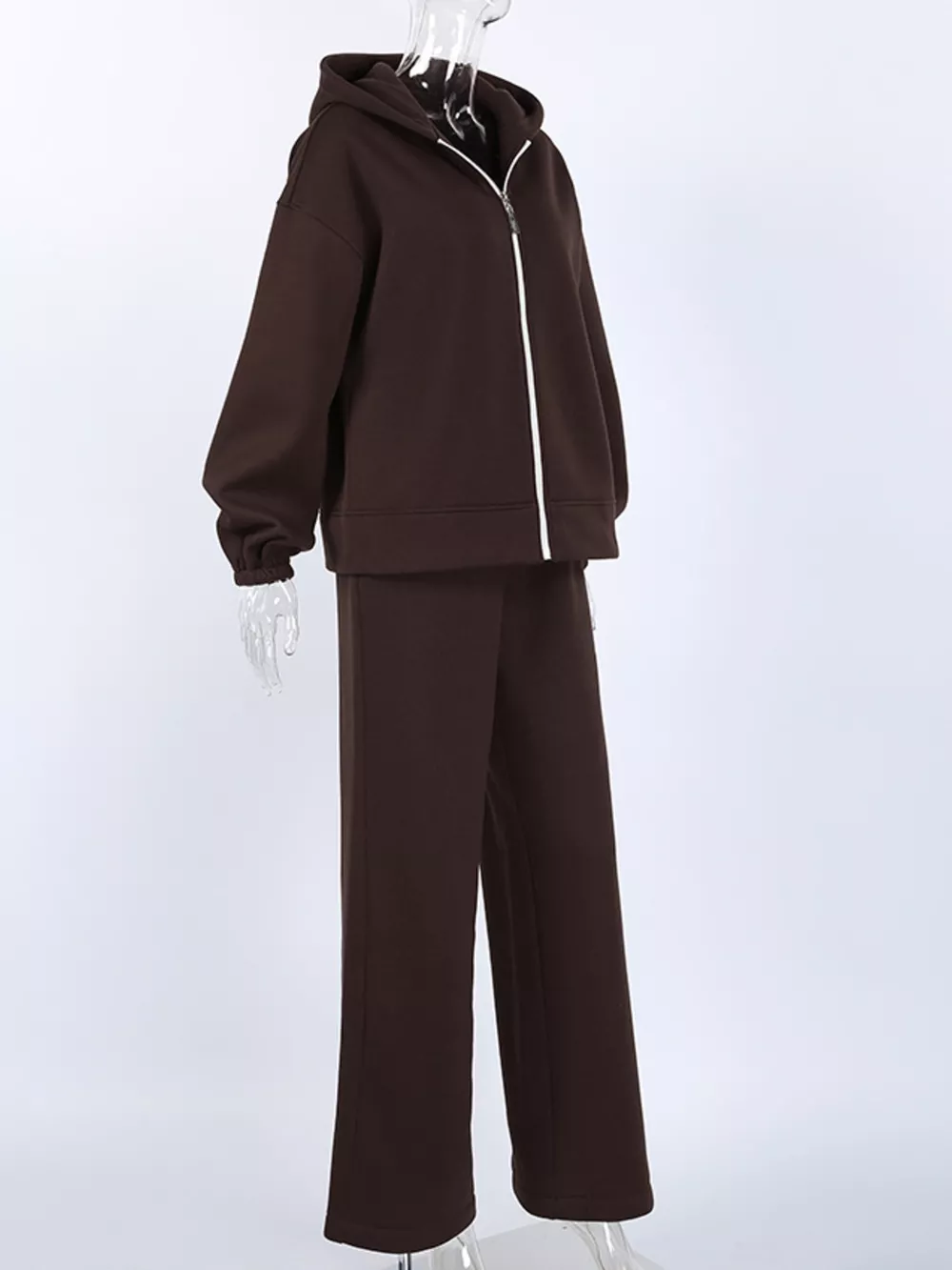 Zip-Up Hoodie and Wide-Leg Sweatpants Set, image 14
