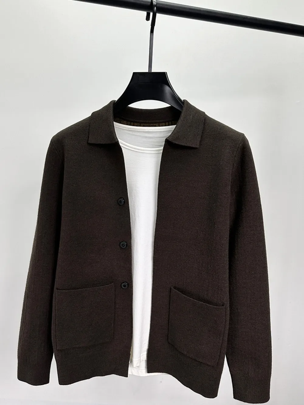 Men's Plus Size Button-Up Cardigan with Pockets, image 3