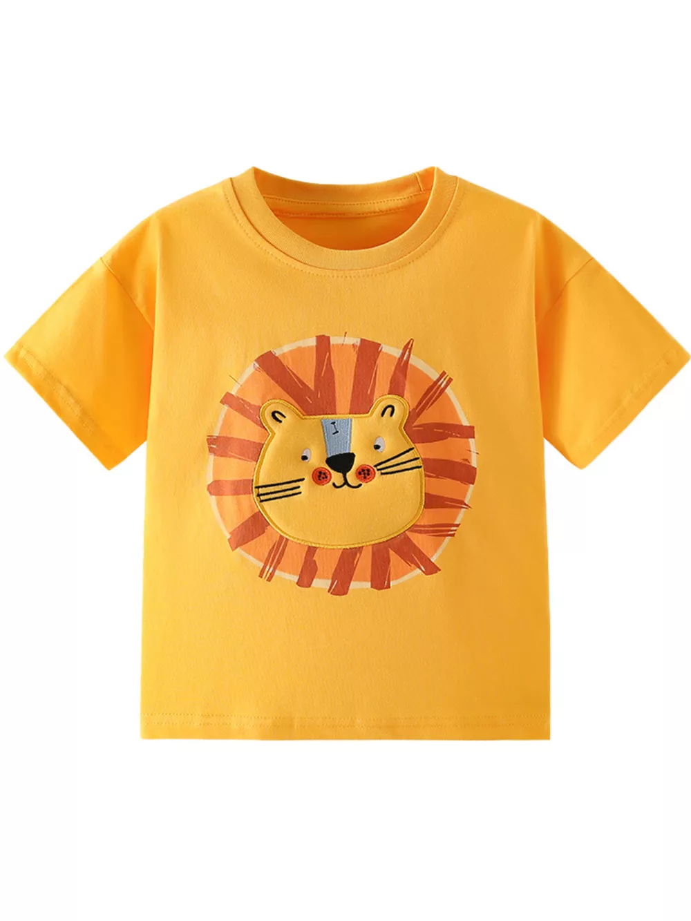 Children's Lion Embroidered Round Neck T-Shirt, image 2