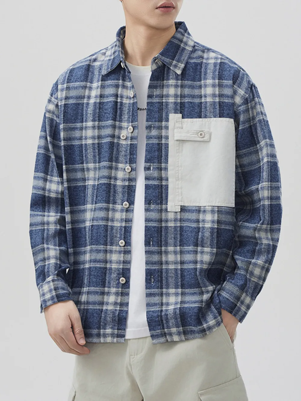 Men's Plus Size Plaid Button Up Long Sleeve Shirt, image 2
